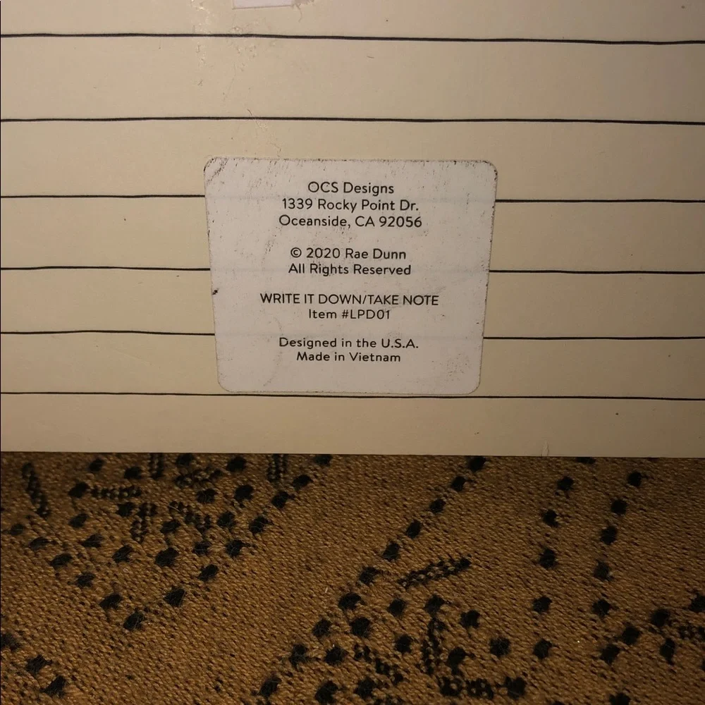 Rae Dunn WRITE IT DOWN/TAKE NOTE Legal Pad 2-Pack